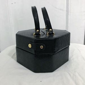 VINTAGE VEGAN BLACK SNAKESKIN PURSE/JEWELRY BOX